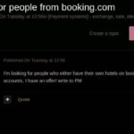 Ein Hacker sucht in einem Forum nach Komplizen für eine Art von Insider-Betrug über Booking.com.