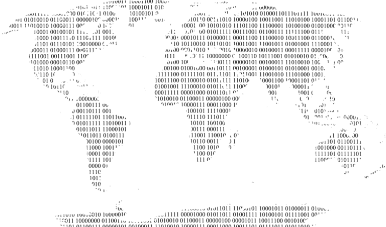 Geopolitik Kosmopolitischer Protest-Hacktivismus Zahlen binär Welt Globus Dateein