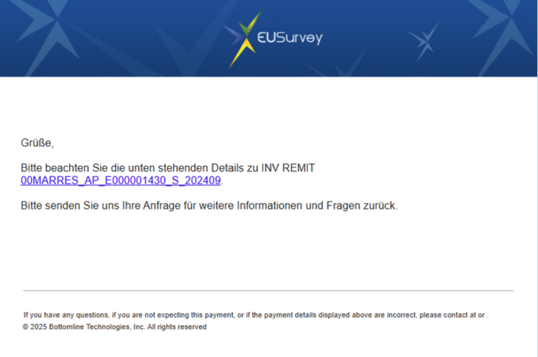 Screenshot der EUSurvey Phishing E-Mail (Bild: KnowBe4 Threat Lab)