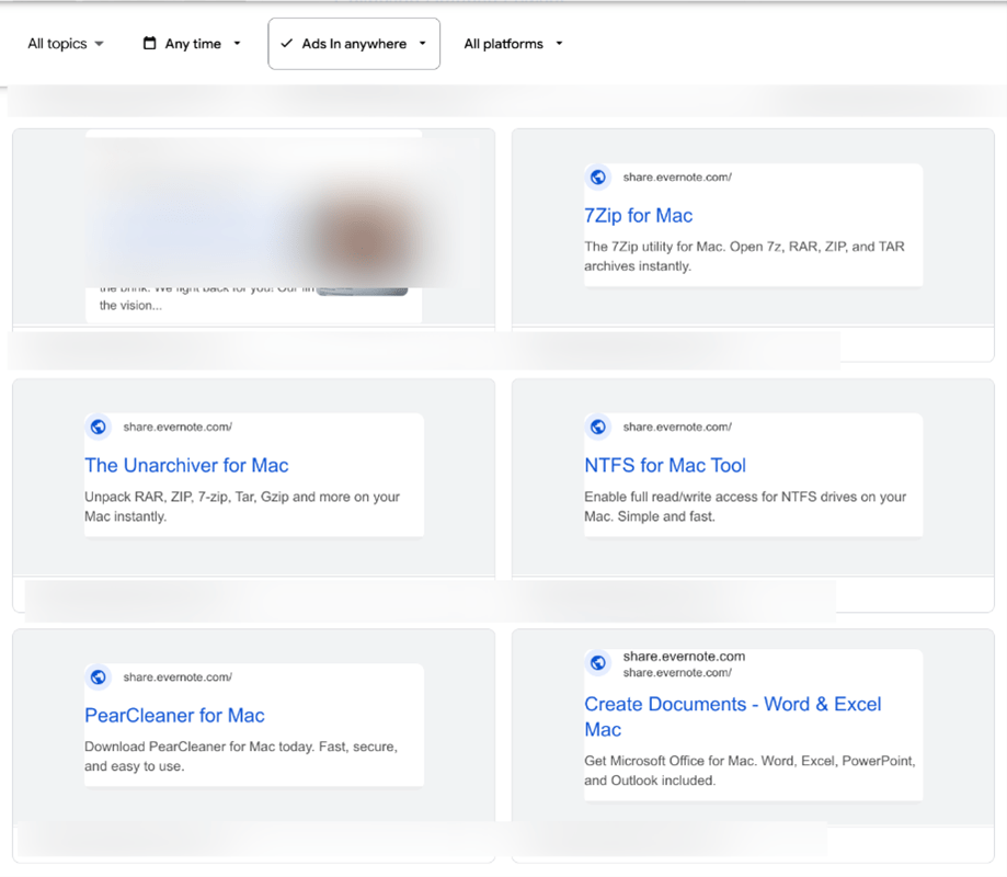 Evernote-Links mit angeblicher Mac-Software